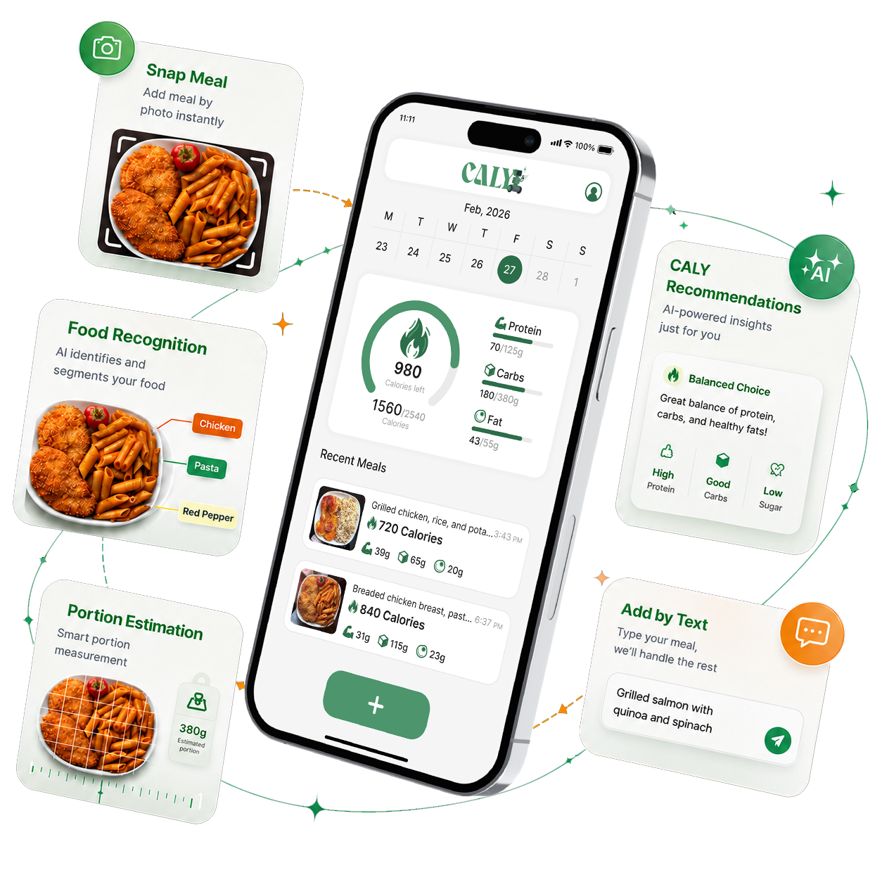 CALY nutrition intelligence mobile experience
